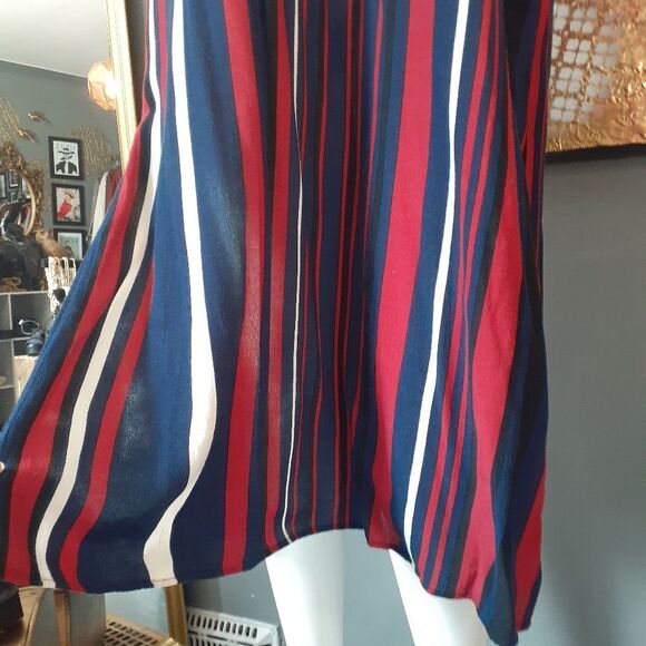 Zara Striped Navy and Red Midi Tunic Dress - Picture 14 of 16